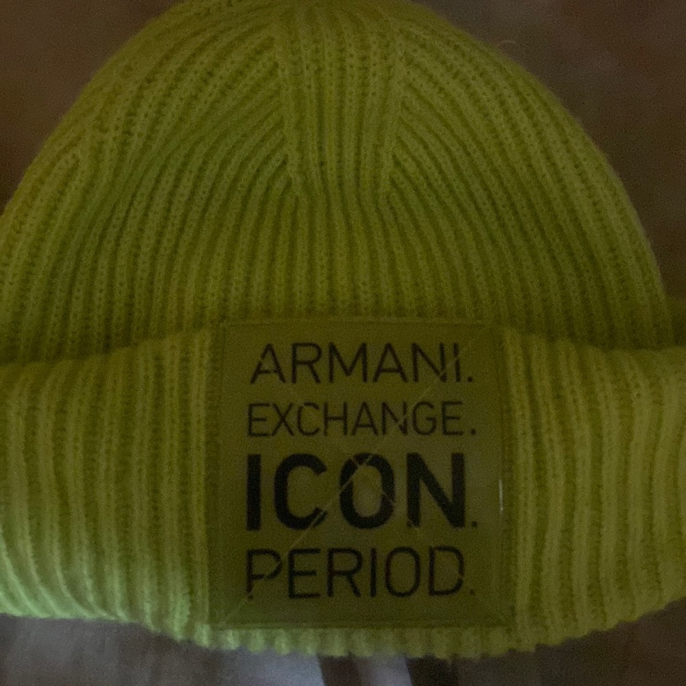 Armani exchange neon green beanie